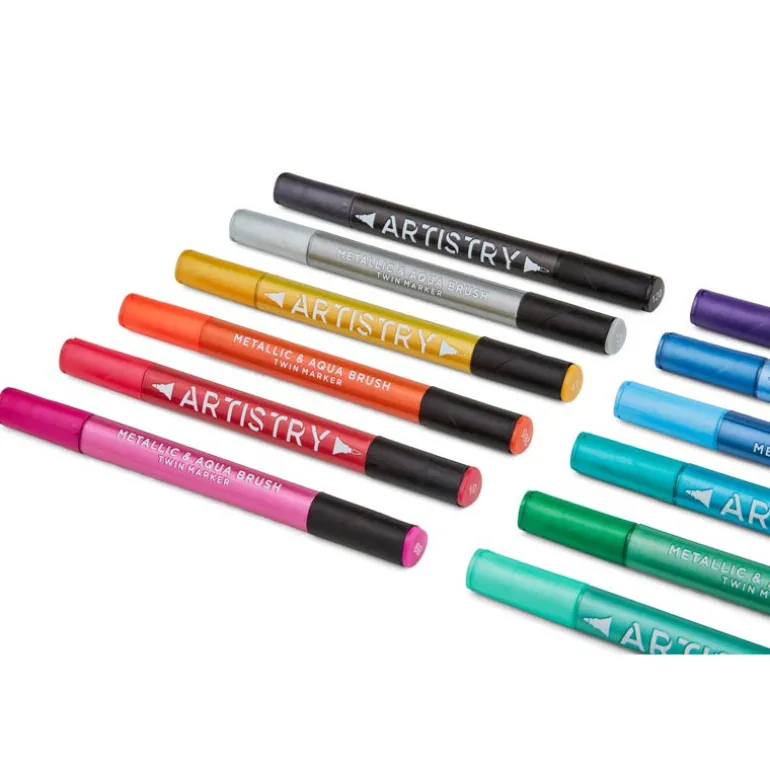 12 marqueurs doubles metalliques