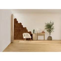 3 panneaux hexagone bois fonce