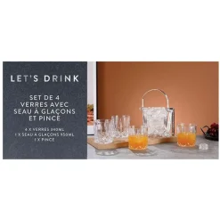 4 verres 340ml + seau a glacon