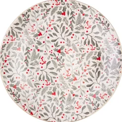 Assiette plate fleurie noel