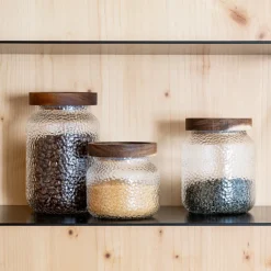 Bocal verre martele + couv pm