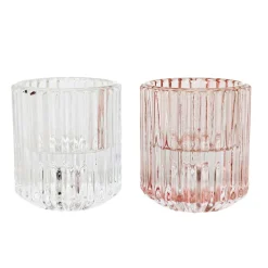 Bougeoir verre strie