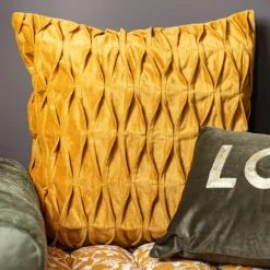 Coussin plis 40x40cm ocre
