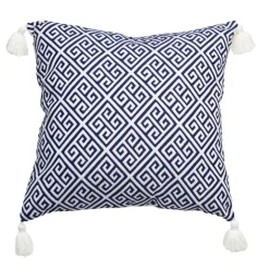 Coussin pompons motif grec 60x60