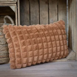 Coussin waffle 30x50cm marron