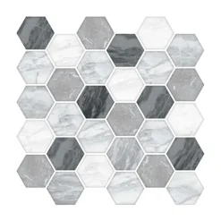 Credence adhesive hexag gris x5