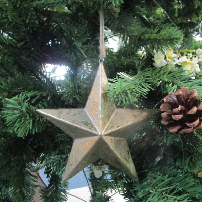 Etoile doree en bois 18cm a susp