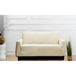 Housse de canape uni 2p creme
