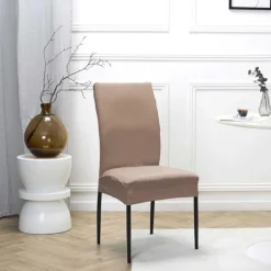 Housse de chaise uni taupe