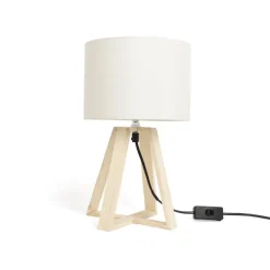 Lampe pied bois creme
