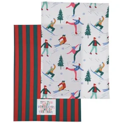 Lot de 2 torchons motifs ski