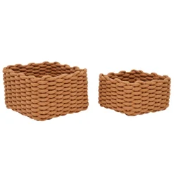 Lot x2 panieres en corde marron