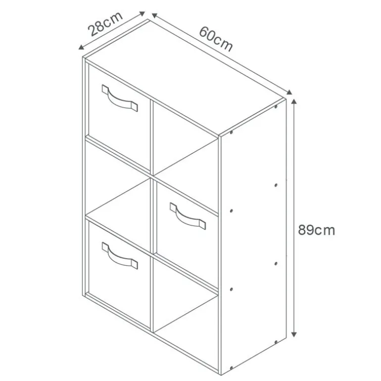 Meuble 6 cubes blanc 3 panieres