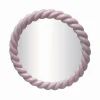 Miroir rond torsade rose