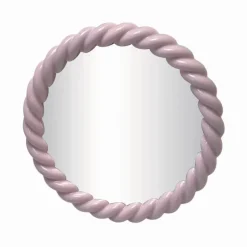 Miroir rond torsade rose