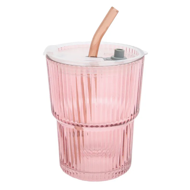 Mug en verre avec paille 4 a