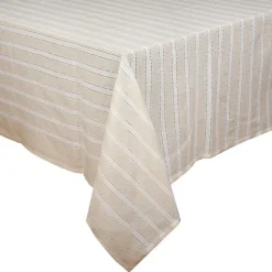 Nappe rayee beige et blanc