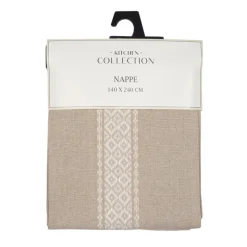 Nappe taupe et motifs creme
