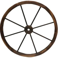 Roue de charrette en bois brule