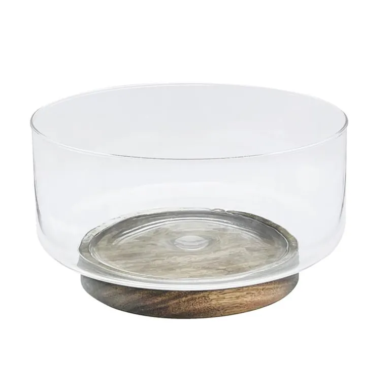 Saladier en verre et acacia 23cm