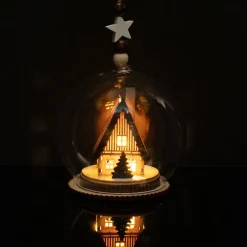 Scene de noel en bois en verre l