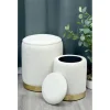 Set 2 poufs velours beige