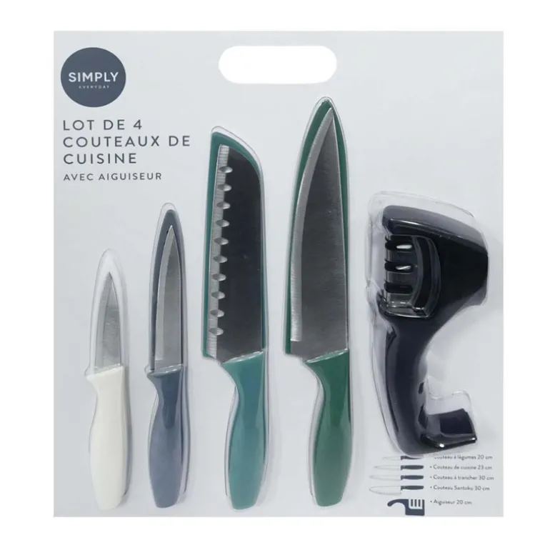 Set de 4 couteaux + aiguiseur