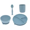 Set repas silicone silicone bleu