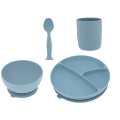 Set repas silicone silicone bleu