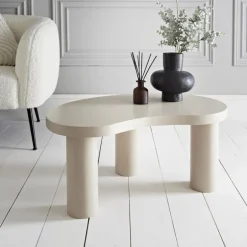 Table basse pieds larges creme