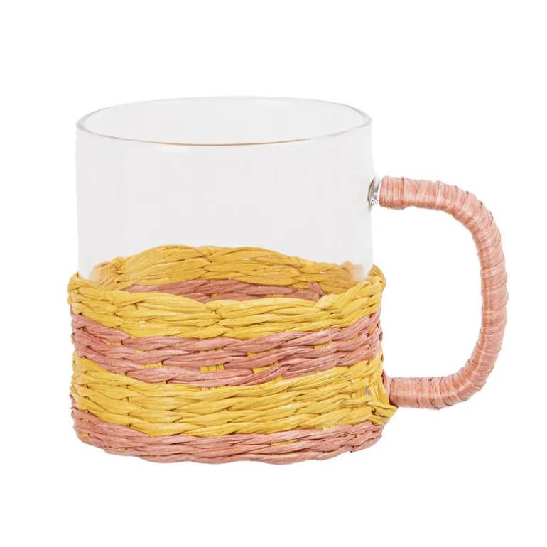 Tasse en verre cerclage paille