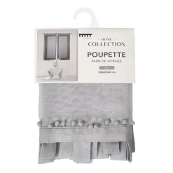 Vitrage poupette 2x60x160 gris