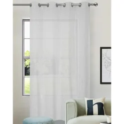 Voile oeillets raye tufte